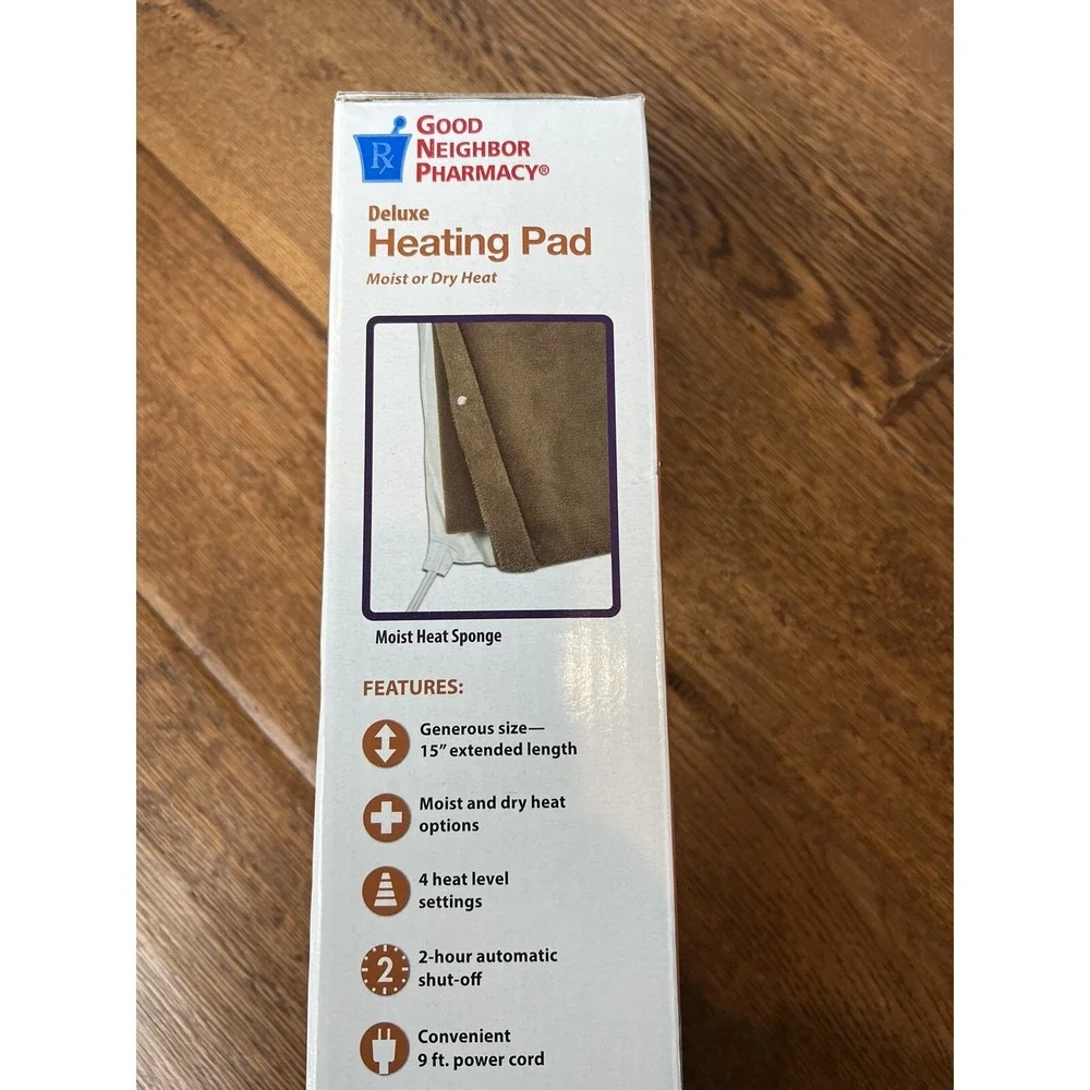New Deluxe Heating Pad Moist Or Dry Heat Brown Micro Plush 15